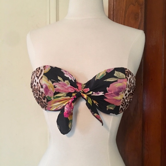 Victoria's Secret Other - VS Dark Floral + Leopard Bandeau Bikini Top 32B